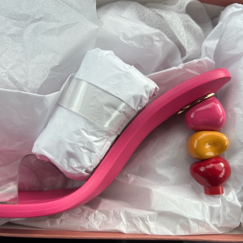 🩷 Cult Gaia 🩷 Meta PVC Sandal in Qajar Rose Multi